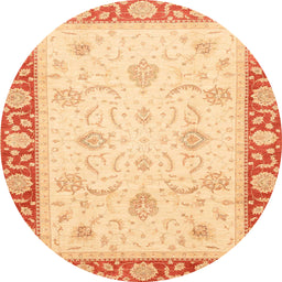 Round Machine Washable Abstract Orange Rug, wshabs3774