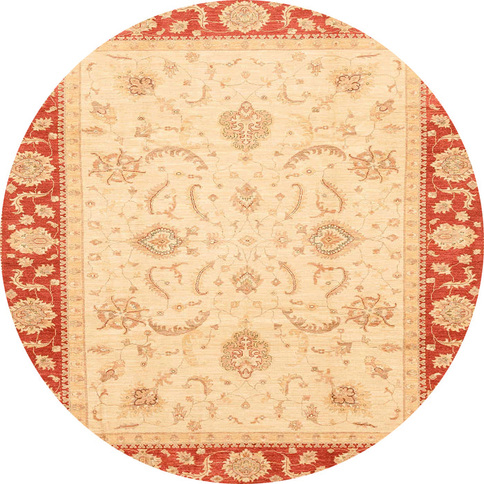 Round Machine Washable Abstract Orange Rug, wshabs3774