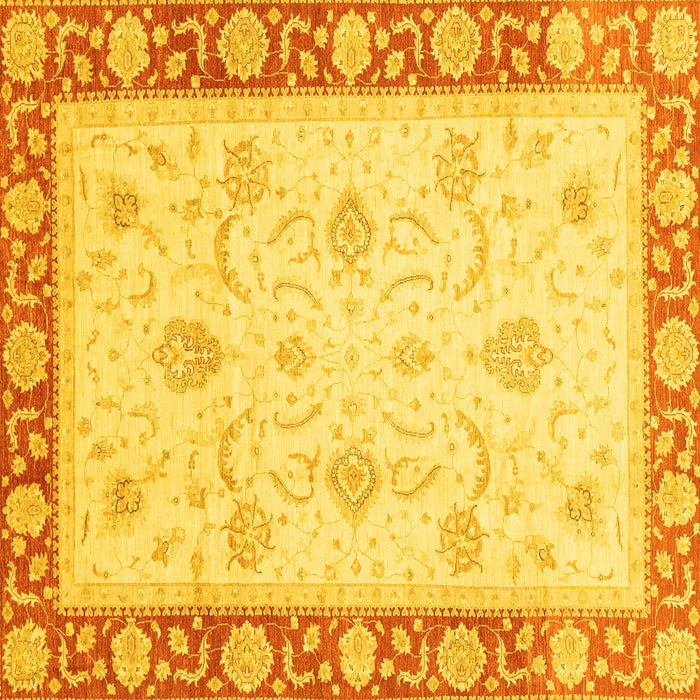 Square Machine Washable Abstract Yellow Modern Rug, wshabs3774yw