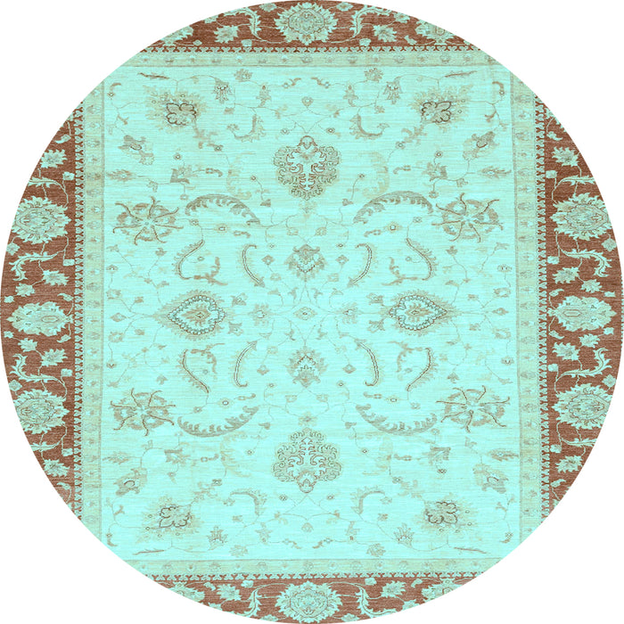 Round Abstract Light Blue Modern Rug, abs3774lblu