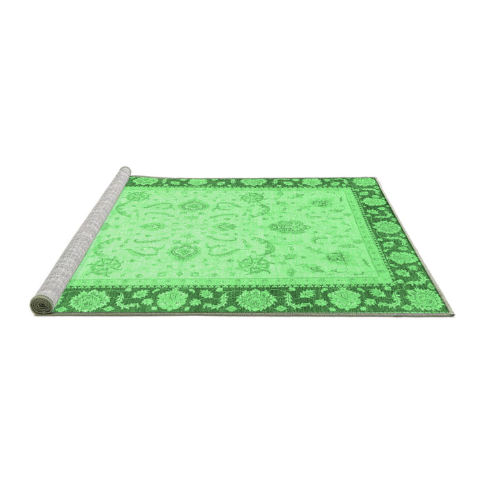 Sideview of Machine Washable Abstract Emerald Green Modern Area Rugs, wshabs3774emgrn