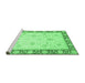 Sideview of Machine Washable Abstract Emerald Green Modern Area Rugs, wshabs3774emgrn