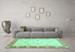 Machine Washable Abstract Turquoise Modern Area Rugs in a Living Room,, wshabs3774turq