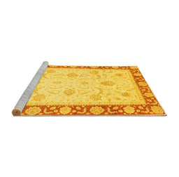 Sideview of Machine Washable Abstract Yellow Modern Rug, wshabs3774yw