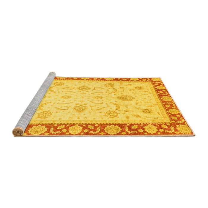 Sideview of Machine Washable Abstract Yellow Modern Rug, wshabs3774yw
