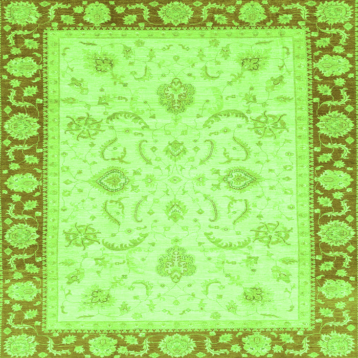 Square Machine Washable Abstract Green Modern Area Rugs, wshabs3774grn