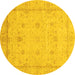 Round Oriental Yellow Traditional Rug, abs3775yw