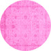 Round Oriental Pink Traditional Rug, abs3775pnk