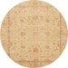 Round Machine Washable Abstract Orange Rug, wshabs3775