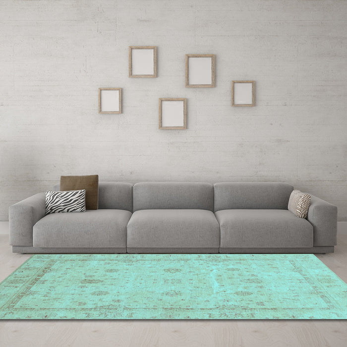Machine Washable Oriental Light Blue Traditional Rug in a Living Room, wshabs3775lblu