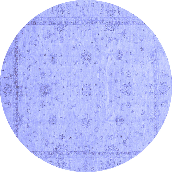 Round Machine Washable Oriental Blue Traditional Rug, wshabs3775blu
