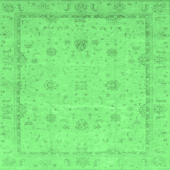 Square Machine Washable Oriental Emerald Green Traditional Area Rugs, wshabs3775emgrn
