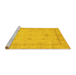Sideview of Machine Washable Oriental Yellow Traditional Rug, wshabs3775yw
