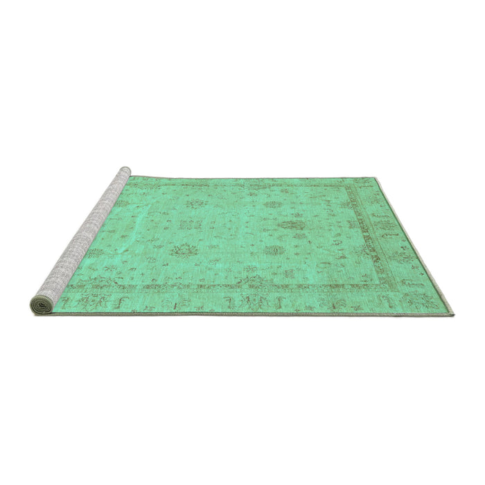 Sideview of Machine Washable Oriental Turquoise Traditional Area Rugs, wshabs3775turq