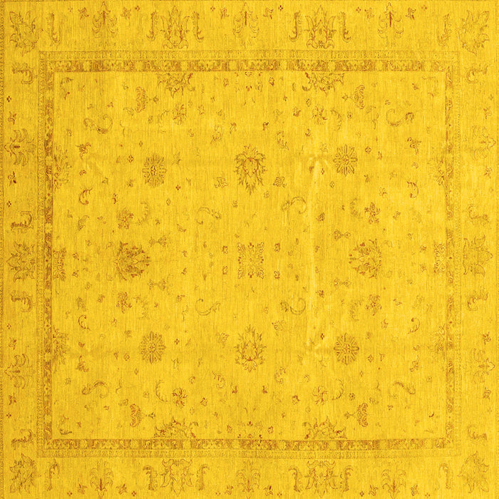 Square Machine Washable Oriental Yellow Traditional Rug, wshabs3775yw