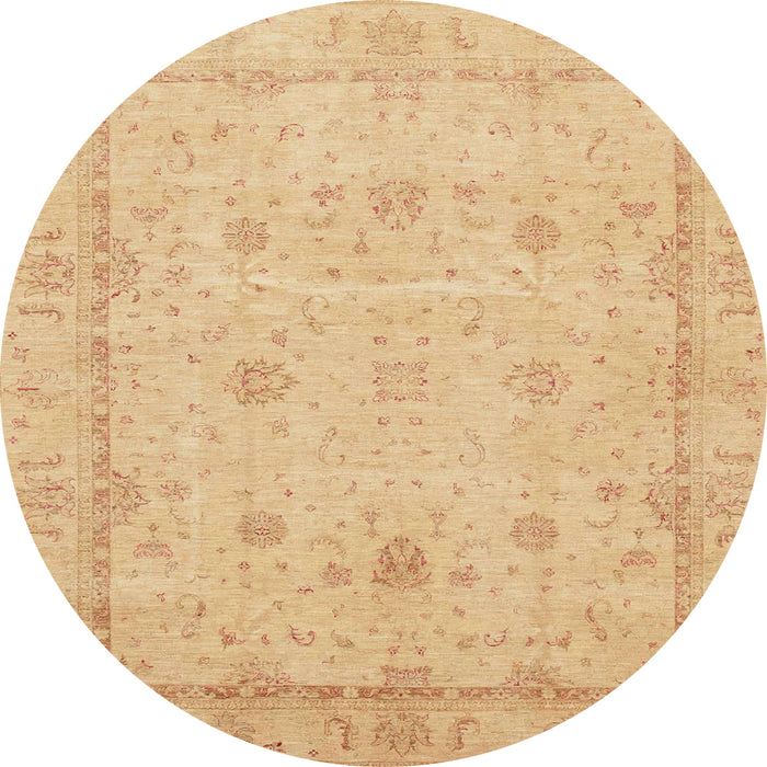 Round Abstract Orange Oriental Rug, abs3775