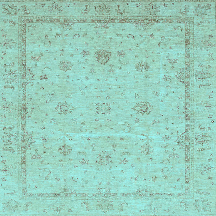 Square Machine Washable Oriental Light Blue Traditional Rug, wshabs3775lblu