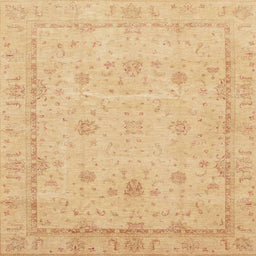 Square Abstract Orange Oriental Rug, abs3775