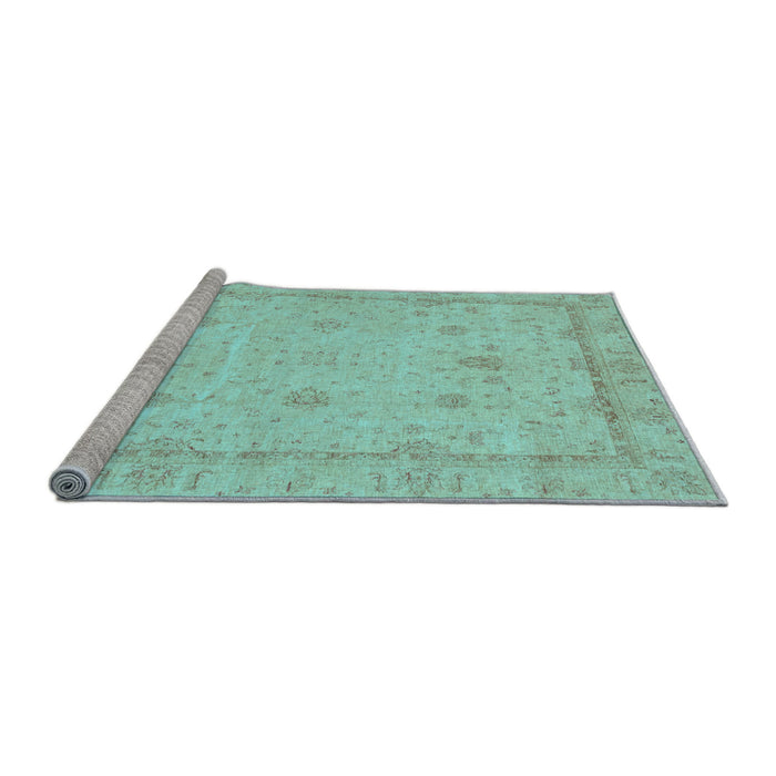 Sideview of Machine Washable Oriental Light Blue Traditional Rug, wshabs3775lblu