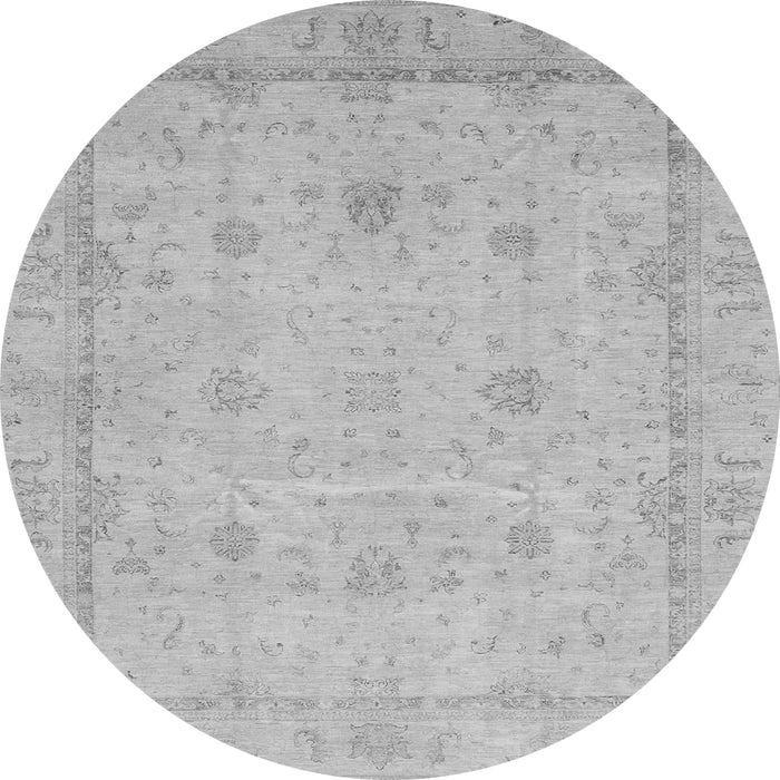 Round Machine Washable Oriental Gray Traditional Rug, wshabs3775gry