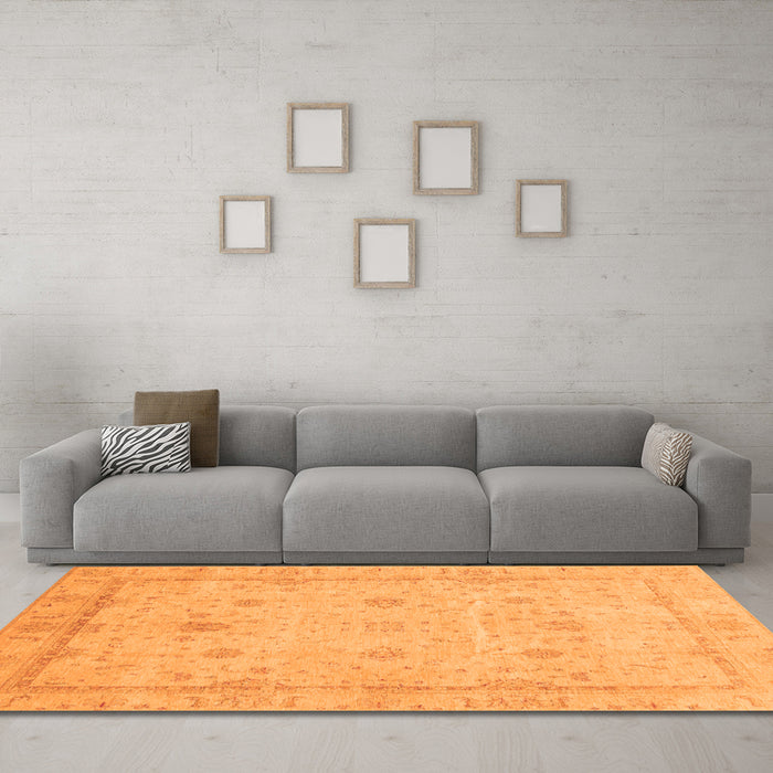 Machine Washable Oriental Orange Traditional Area Rugs in a Living Room, wshabs3775org