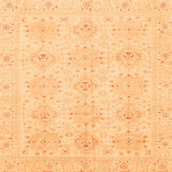 Square Machine Washable Oriental Orange Traditional Area Rugs, wshabs3776org