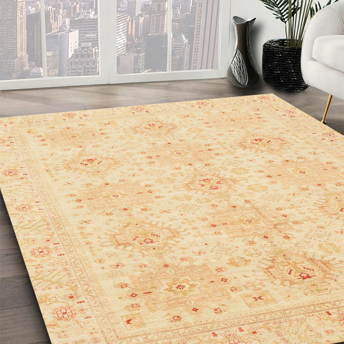 Machine Washable Abstract Brown Gold Rug in a Family Room, wshabs3776