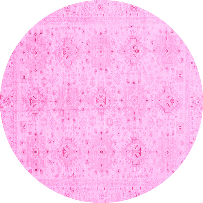 Round Oriental Pink Traditional Rug, abs3776pnk