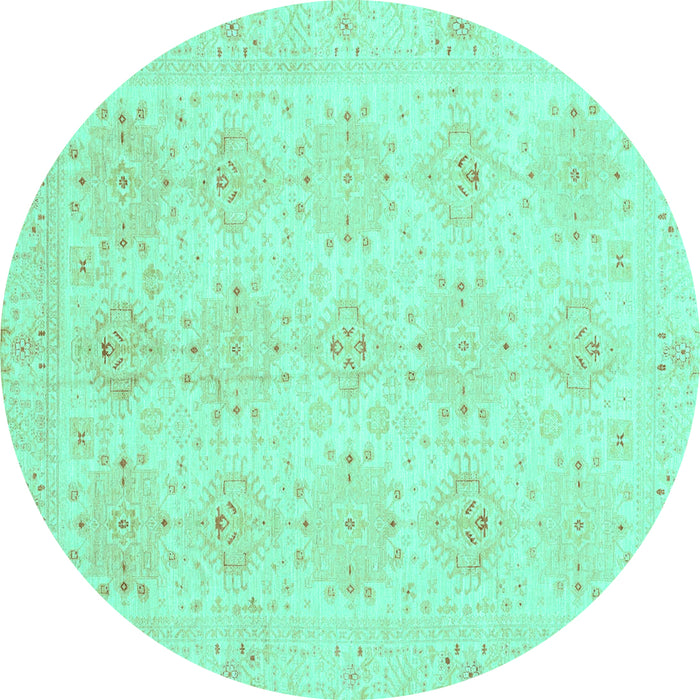 Round Oriental Turquoise Traditional Rug, abs3776turq