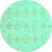 Round Oriental Turquoise Traditional Rug, abs3776turq