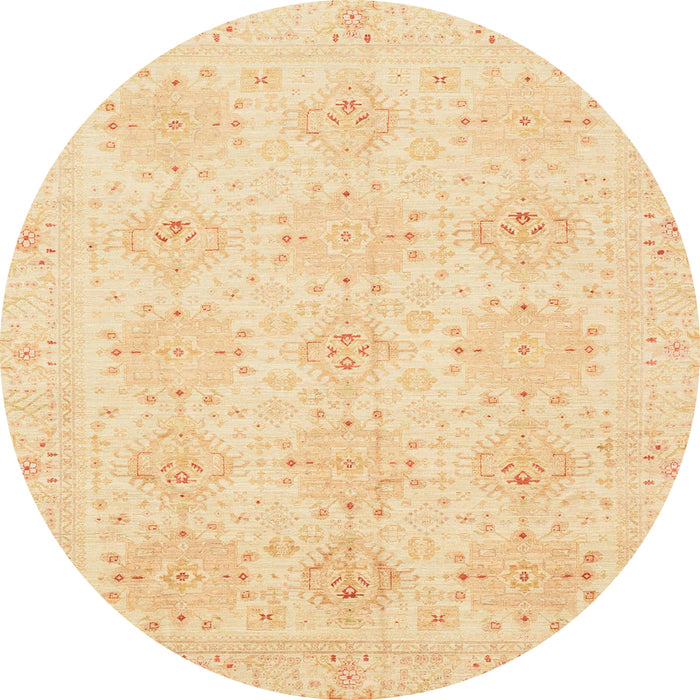 Round Machine Washable Abstract Brown Gold Rug, wshabs3776