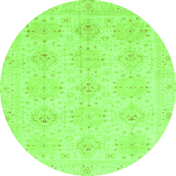 Round Machine Washable Oriental Green Traditional Area Rugs, wshabs3776grn