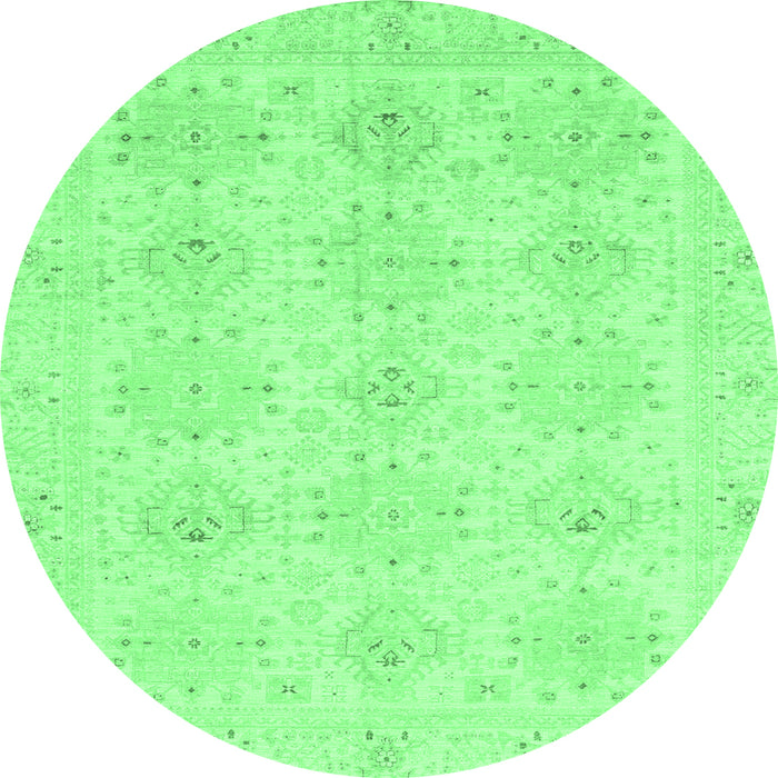 Round Oriental Emerald Green Traditional Rug, abs3776emgrn
