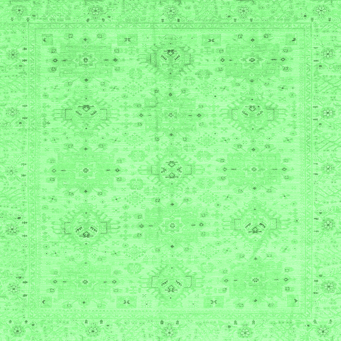 Square Machine Washable Oriental Emerald Green Traditional Area Rugs, wshabs3776emgrn