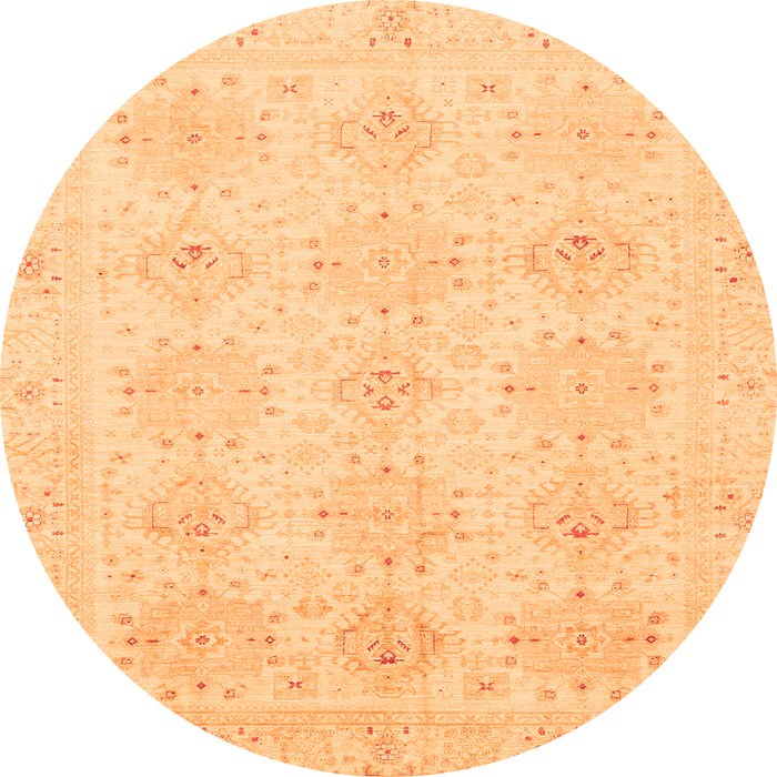 Round Oriental Orange Traditional Rug, abs3776org