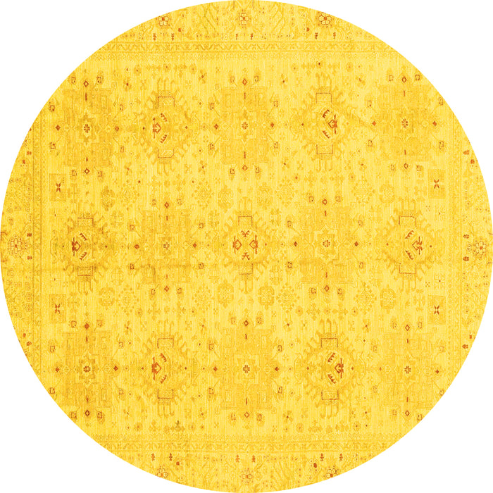 Round Oriental Yellow Traditional Rug, abs3776yw