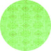 Round Oriental Green Traditional Rug, abs3776grn