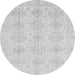 Round Machine Washable Oriental Gray Traditional Rug, wshabs3776gry