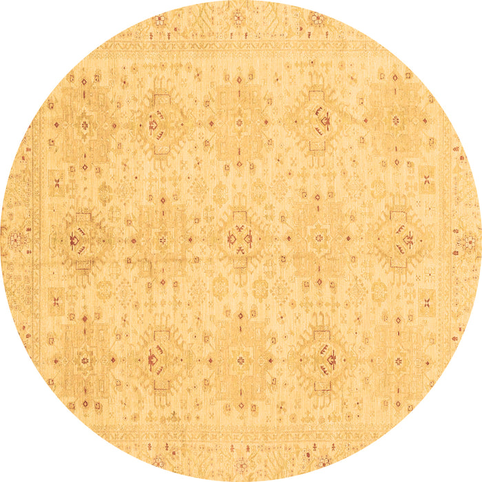 Round Oriental Brown Traditional Rug, abs3776brn