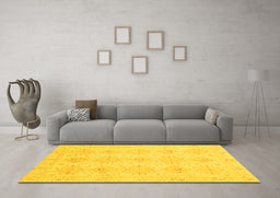 Machine Washable Oriental Yellow Traditional Rug in a Living Room, wshabs3776yw