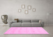 Machine Washable Oriental Pink Traditional Rug in a Living Room, wshabs3776pnk