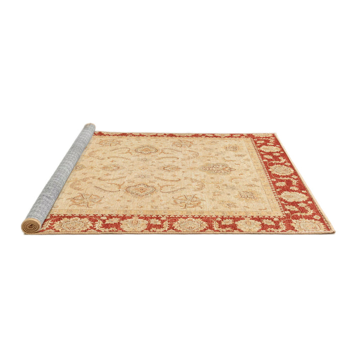Sideview of Machine Washable Abstract Mustard Yellow Rug, wshabs3777