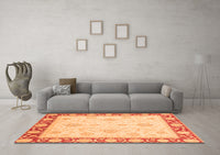 Machine Washable Oriental Orange Traditional Rug, wshabs3777org