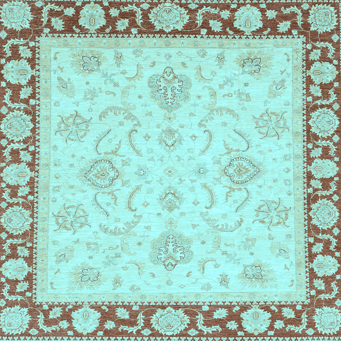 Square Machine Washable Oriental Light Blue Traditional Rug, wshabs3777lblu