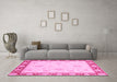 Machine Washable Oriental Pink Traditional Rug in a Living Room, wshabs3777pnk