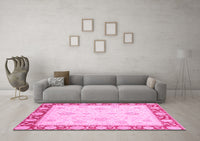 Machine Washable Oriental Pink Traditional Rug, wshabs3777pnk