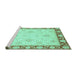 Sideview of Machine Washable Oriental Turquoise Traditional Area Rugs, wshabs3777turq