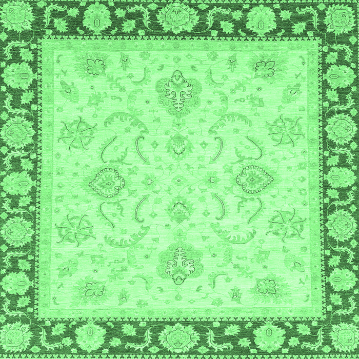 Square Machine Washable Oriental Emerald Green Traditional Area Rugs, wshabs3777emgrn
