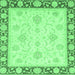 Square Machine Washable Oriental Emerald Green Traditional Area Rugs, wshabs3777emgrn