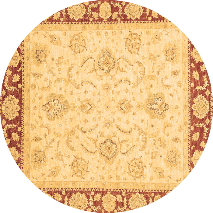 Round Oriental Brown Traditional Rug, abs3777brn